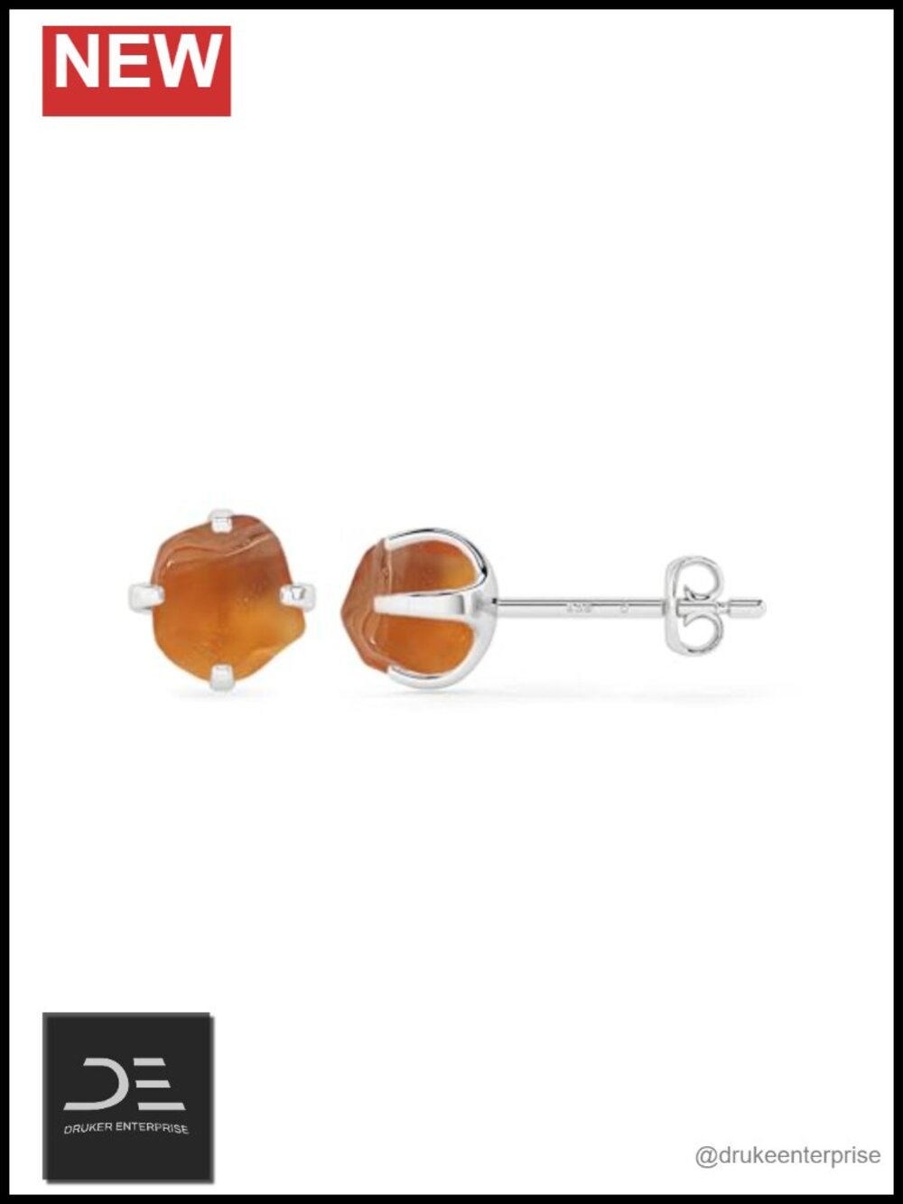 Natural Carnelian Stud Earrings Sterling Silver 925 Prong Set Gemstone Jewelry
